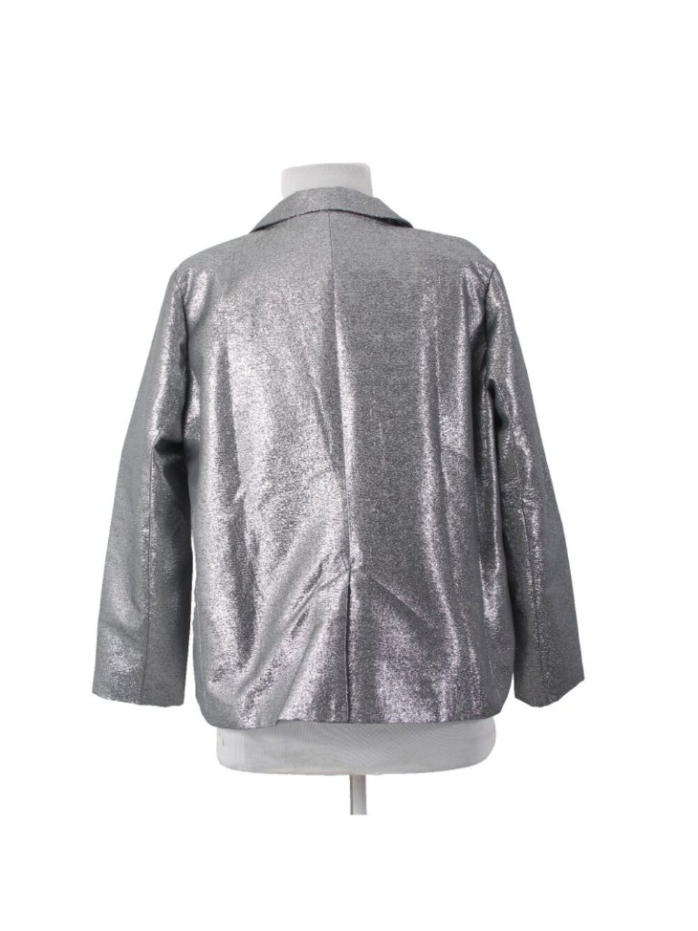 Joan Rivers Blazer Jacket Red Carpet Sz XLP Silver Metallic Pockets Cotton Poly - Picture 6 of 11
